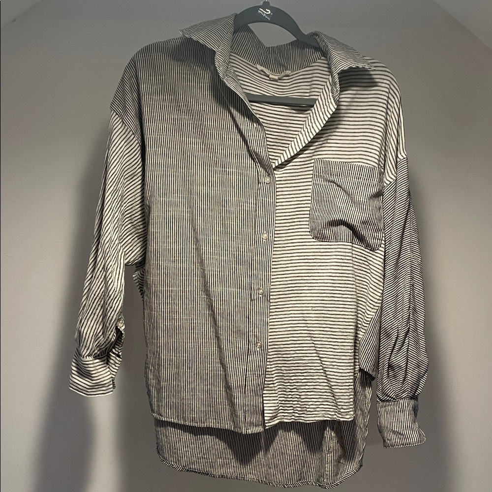Striped Black and White Button Down Shirt